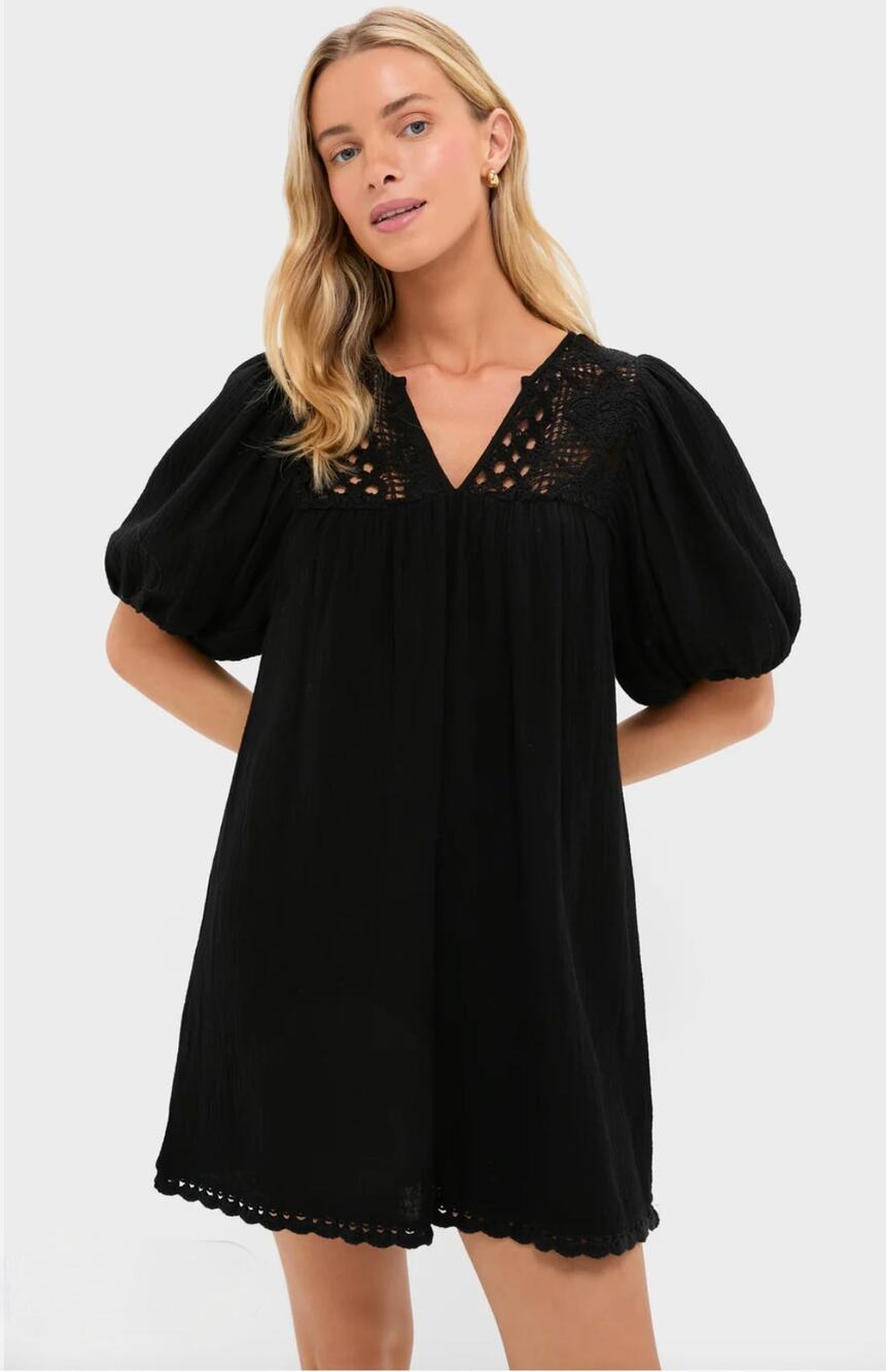 Tuckernuck's Hyacinth House Black Crochet Diana Mini Dress - Black - Size L